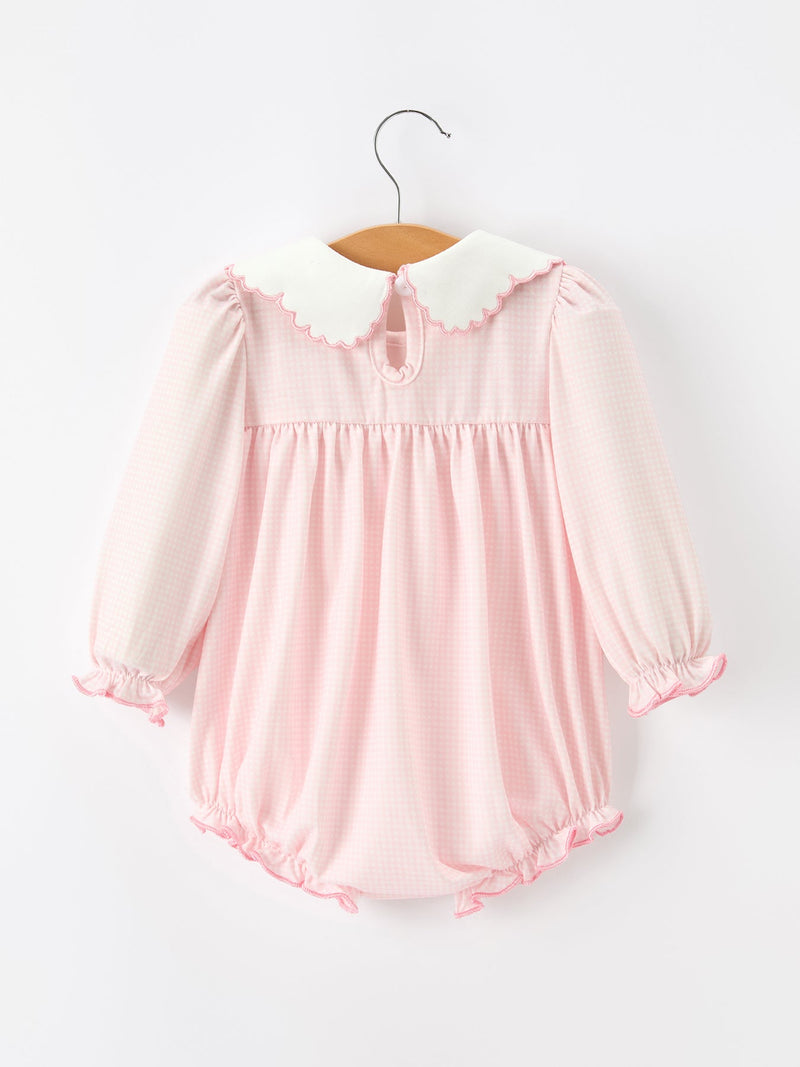 Pink Duck Embroidered Baby Girl Romper Ruffle Collar - 2