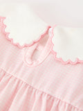 Pink Duck Embroidered Baby Girl Romper Ruffle Collar - 4