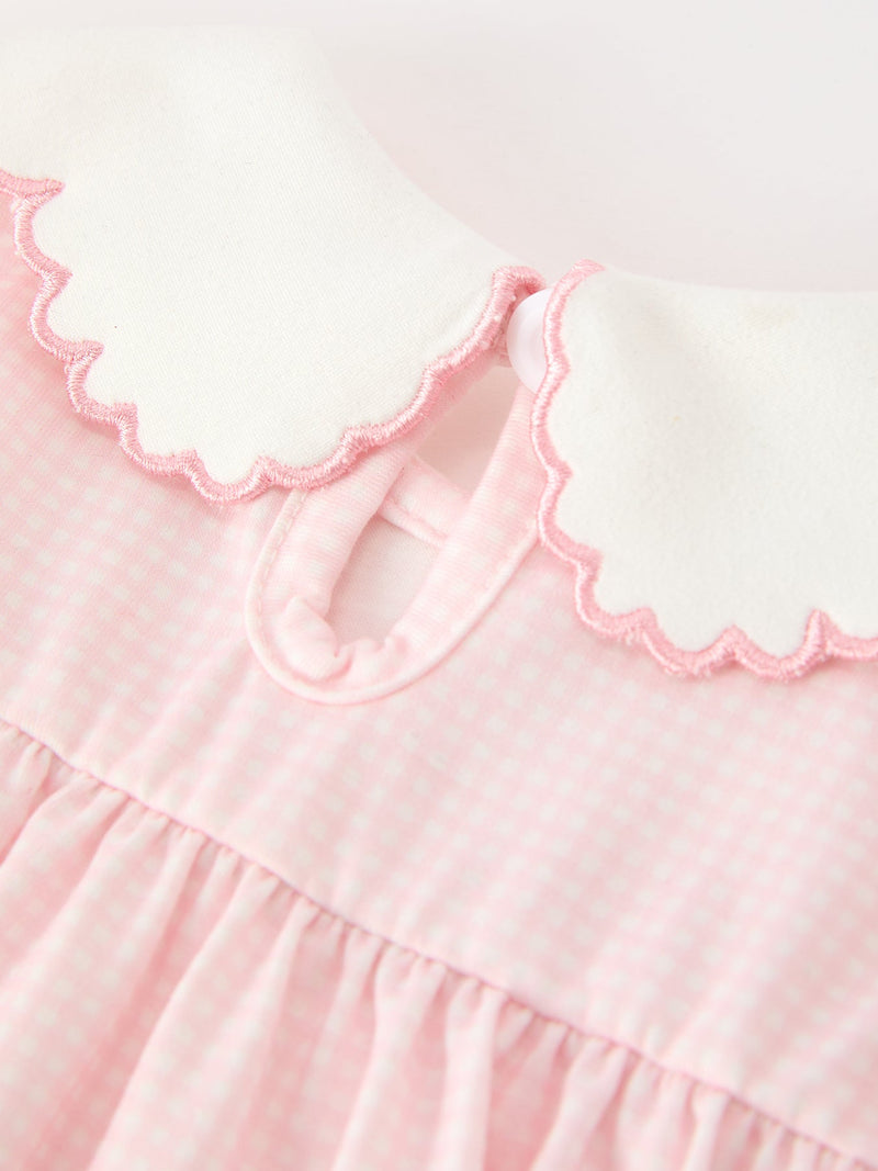 Pink Duck Embroidered Baby Girl Romper Ruffle Collar - 4