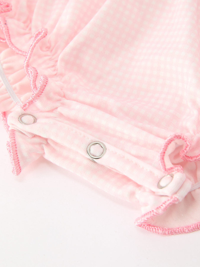 Pink Duck Embroidered Baby Girl Romper Ruffle Collar - 5