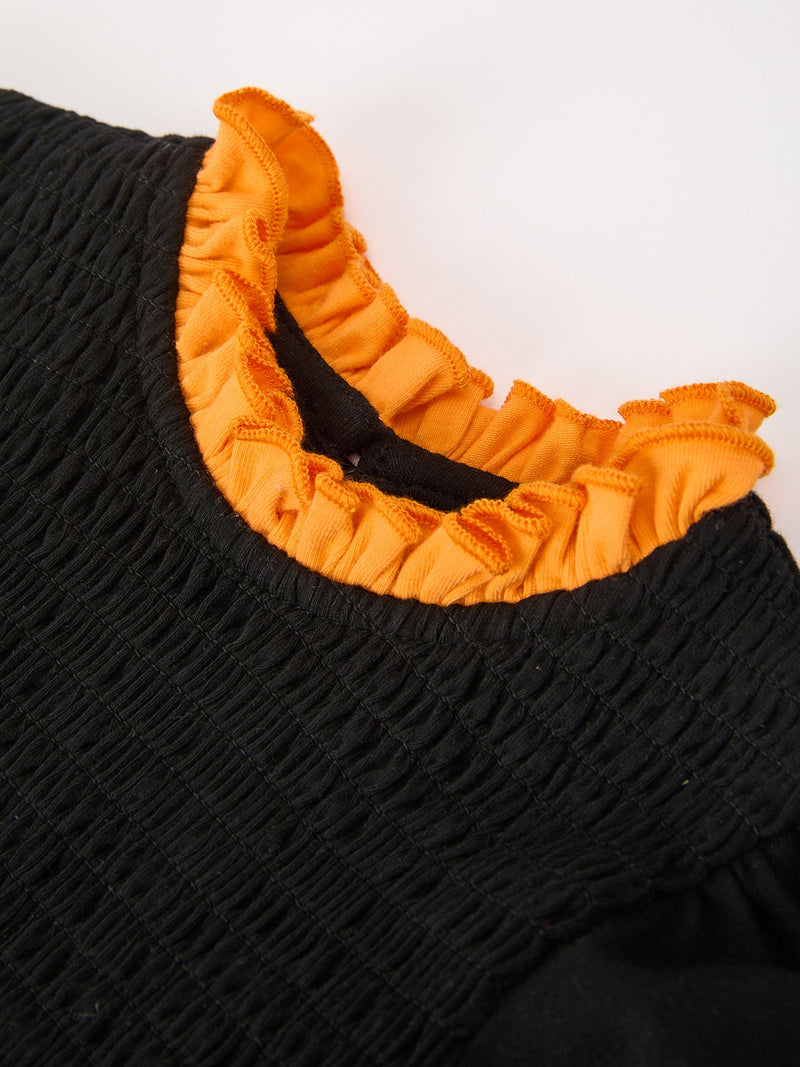 Girls Halloween Dog Pumpkin Black Bloomers Set - 3
