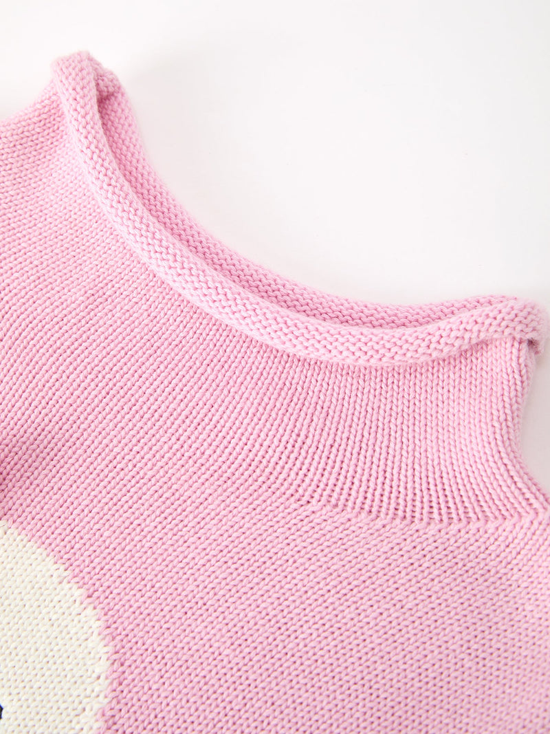 Girls Ghost Bow Knit Sweater Halloween Cute Embroidered Pullover - 3