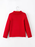 Baby Girl Christmas Red Knit Sweater with Embroidered Tree Appliqué - 2