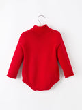 Baby Girls Christmas Red Knit Tree Appliqué Romper - 2