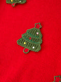Baby Girls Christmas Red Knit Tree Appliqué Romper - 4