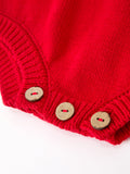 Baby Girls Christmas Red Knit Tree Appliqué Romper - 5
