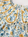 Floral Girls Outfit Set Yellow Puff Sleeve Top Bloomers Set - 3