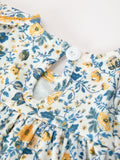 Floral Girls Outfit Set Yellow Puff Sleeve Top Bloomers Set - 4