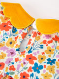 Floral Baby Girl Outfit Set Yellow Velvet Collar Bow Bloomers - 4