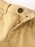 Girls Solid Cargo Leggings Side Bow Pocket Wide Leg Pants - 3