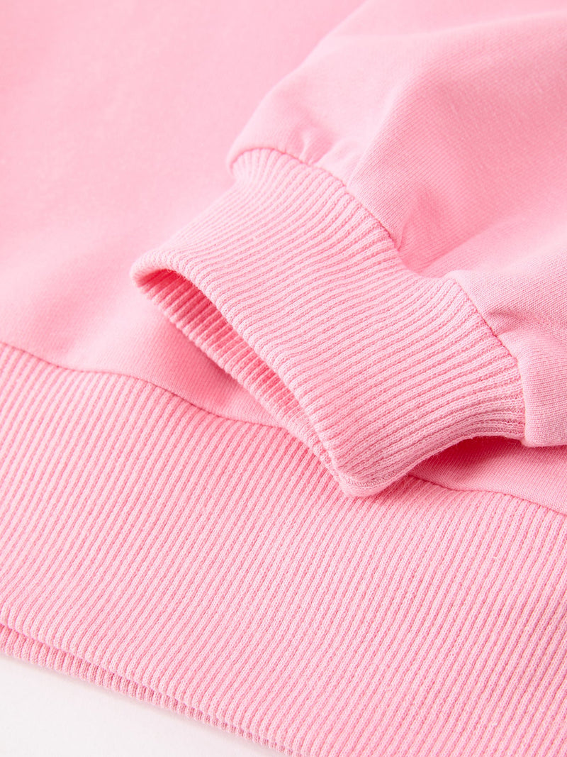 Girls Pink Bow Trim Sweatshirt and Pants Set - 10