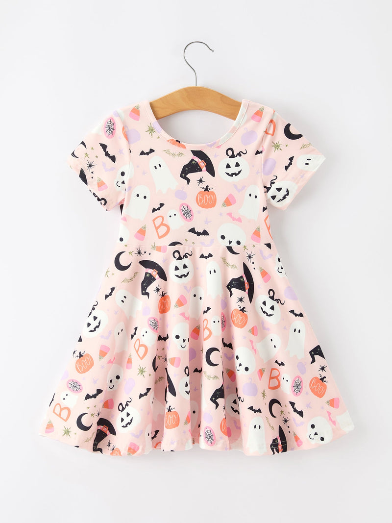 Halloween Ghost Girl Twirl Dress Short-sleeved - 2