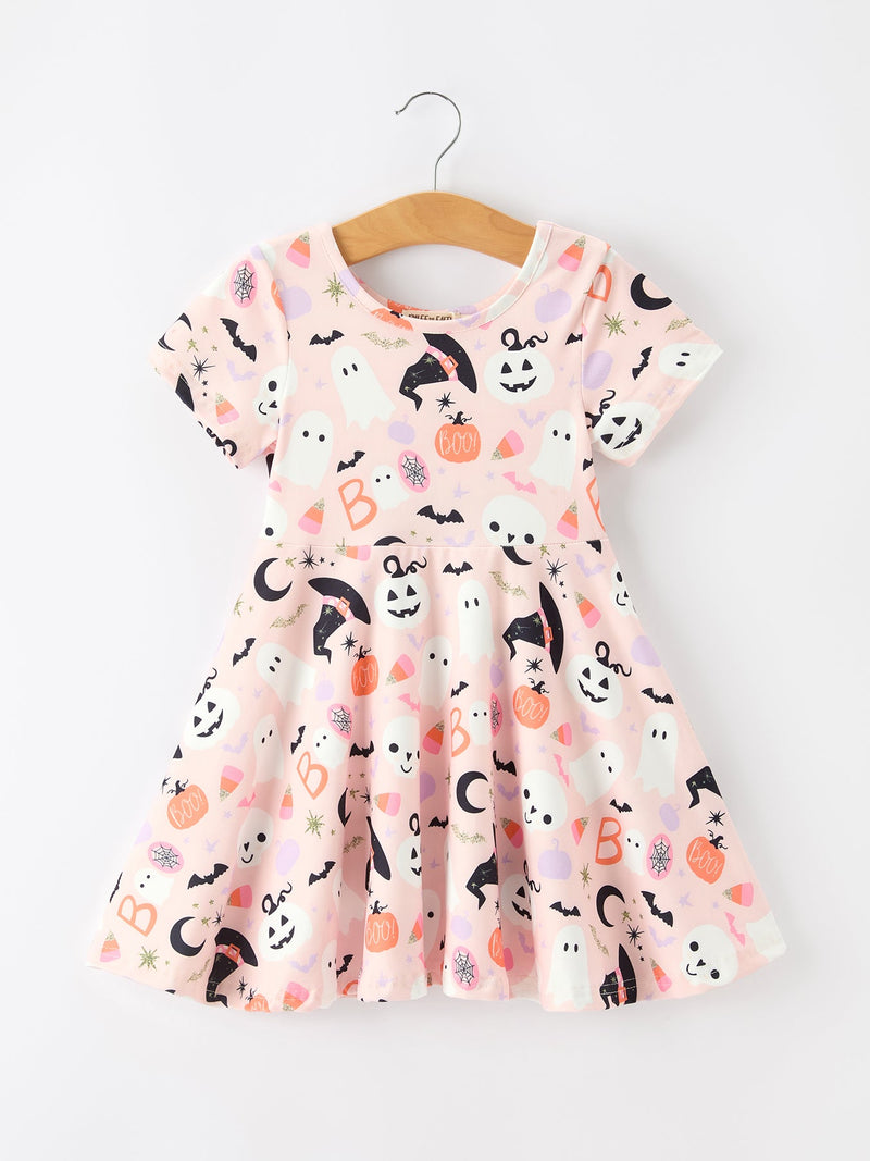 Halloween Ghost Girl Twirl Dress Short-sleeved - 1