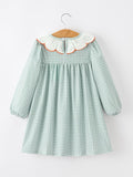 Halloween Thanksgiving Pumpkin Embroidery Girls Dress Peter Pan Collar - 2