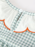 Halloween Thanksgiving Pumpkin Embroidery Girls Dress Peter Pan Collar - 4