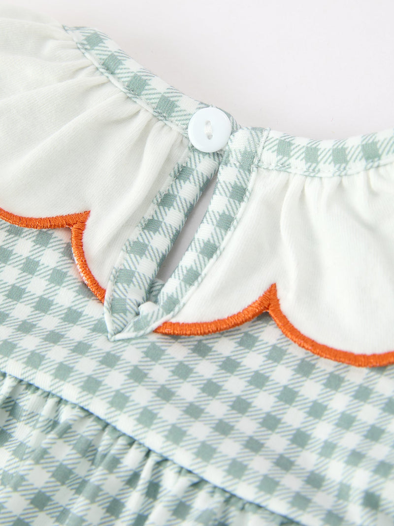 Halloween Thanksgiving Embroidered Pumpkin Girls Bloomer Set - 4