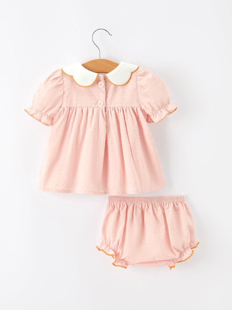 Halloween Pumpkin Embroidered Girls Bloomer Set - 2