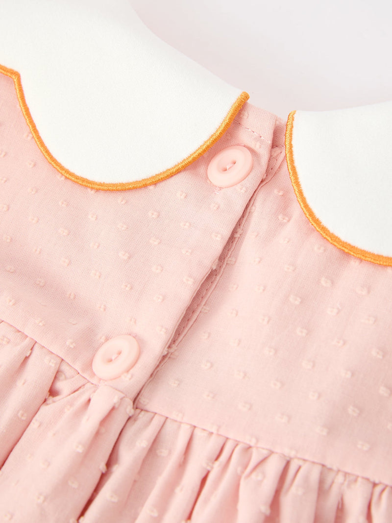 Halloween Pumpkin Applique Girls Puff Sleeve Dress - 4