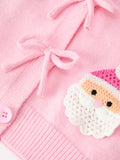 Baby Girl Christmas Pink Santa Bow Knit Cardigan Sweater - 4