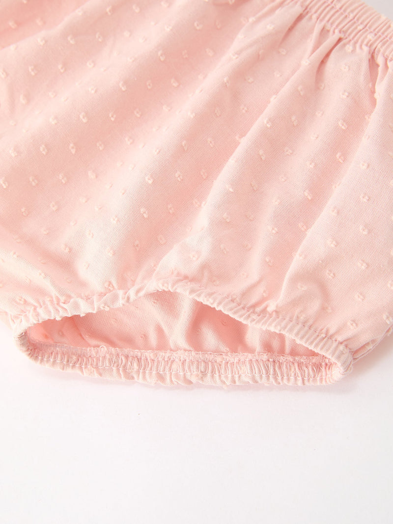 Fall Baby Girl Pink Peter Pan Collar Embroidered Bloomer Set - 5