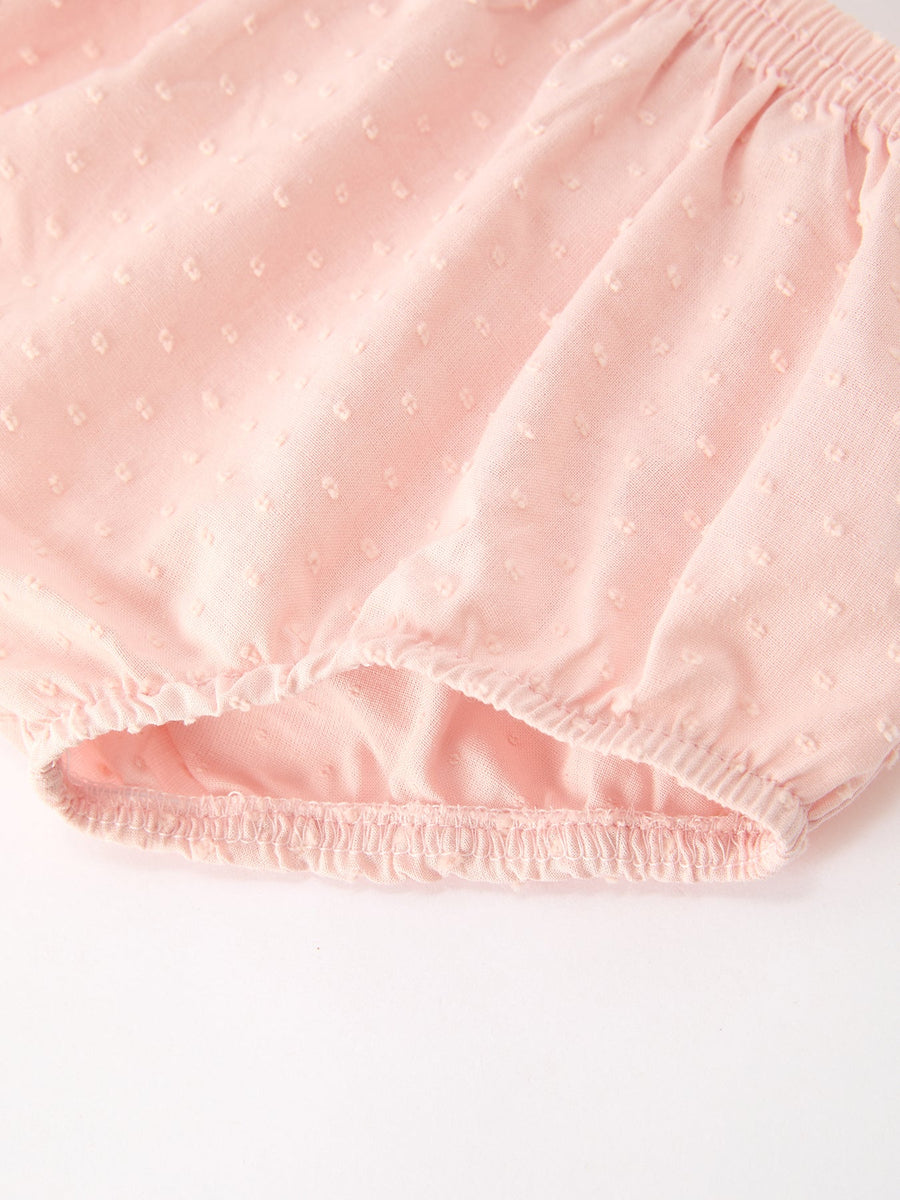 Fall Baby Girl Pink Peter Pan Collar Embroidered Bloomer Set