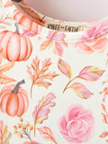 Thanksgiving Pumpkin Floral Girls Twirl Dress - 3