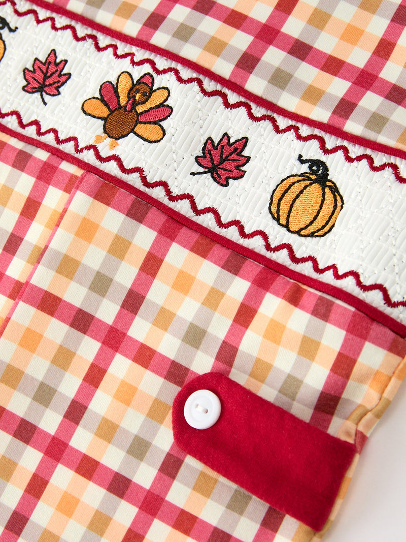 Boy Thanksgiving Pumpkin Turkey Maple Leaf Plaid Jonjon - 4