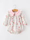 Fall Girls Floral Lace Collar Ruffle Romper Long-sleeved - 1