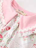 Fall Girls Floral Peter Pan Collar Ruffle Long-sleeved Dress - 3