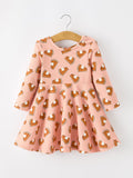 Girls Thanksgiving Pumpkin Pie Dress Fall Twirl Dress - 1