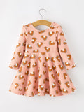 Girls Thanksgiving Pumpkin Pie Dress Fall Twirl Dress - 2