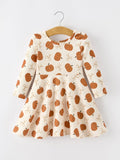 Girls Thanksgiving Pumpkin Bow Dress - 1