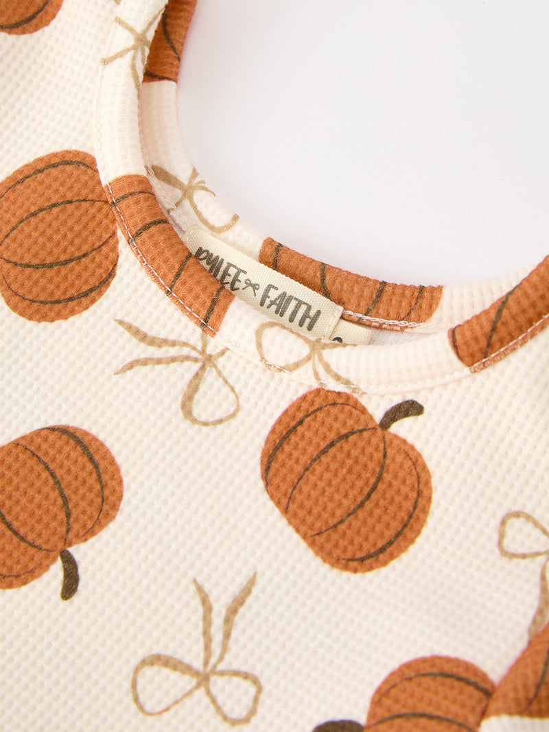 Girls Thanksgiving Pumpkin Bow Dress - 3