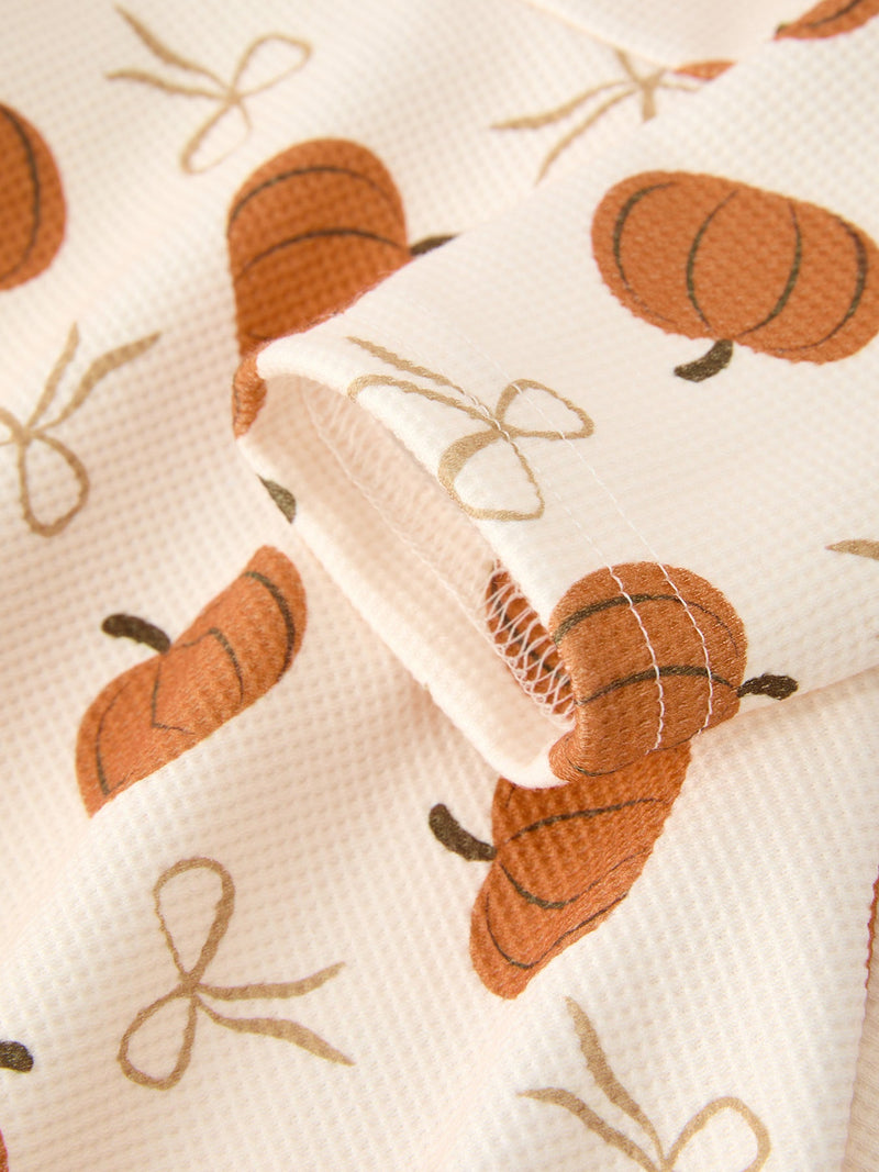Girls Thanksgiving Pumpkin Bow Dress - 4