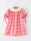 Girls Halloween & Thanksgiving Hot Pink Smocked Twirl Dress - 2
