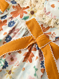 Fall Girls Floral Lace Collar Ruffle Bloomer Set - 3