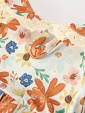 Fall Girls Floral Lace Collar Ruffle Bloomer Set - 4