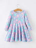 Girls Pastel Christmas Ornament Print Twirl Dress - 2