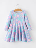 Girls Pastel Christmas Ornament Print Twirl Dress - 1