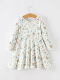 Girls Nativity Scene Winter Print Twirl Dress - 2