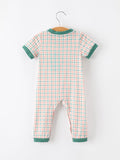 Baby Boy Christmas Embroidered Plaid Jonjon Romper - 2