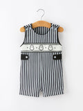 Halloween Ghost Smocked Boys Jon Jon Embroidered Romper - 1