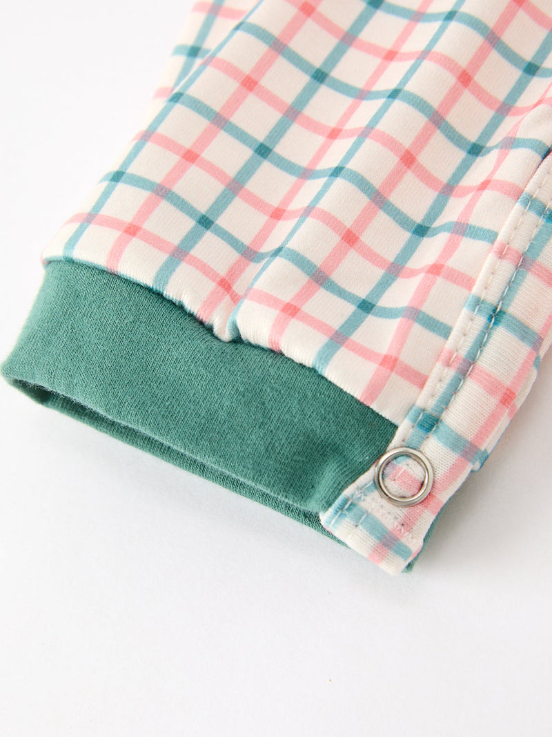Baby Boy Christmas Embroidered Plaid Jonjon Romper - 5