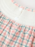 Girls Christmas Smocked Plaid Dress with Tree Embroidery - 4