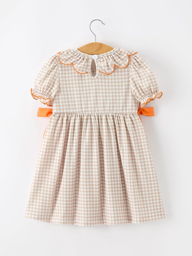Thanksgiving Smocked Girls Dress Turkey Pumpkin Pie Embroidery - 2