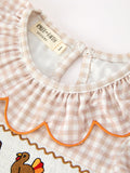 Thanksgiving Smocked Girls Dress Turkey Pumpkin Pie Embroidery - 3