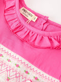Fall Girl Hot Pink Ruffle Smocked Embroidery Dress - 3