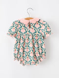 Fall Geometric Floral Baby Romper Petals Collar Smocked - 2