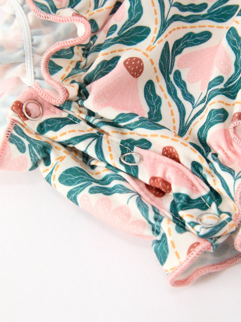 Fall Geometric Floral Baby Romper Petals Collar Smocked - 4