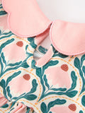Fall Geometric Floral Girls Dress Petals Collar Smocked - 4